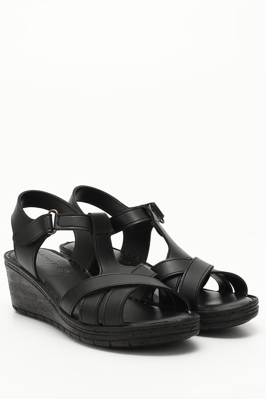 Kadın Siyah Dolgu Topuk Comfort Sandalet