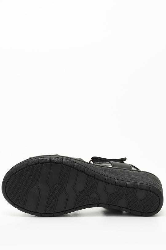 Kadın Siyah Dolgu Topuk Comfort Sandalet
