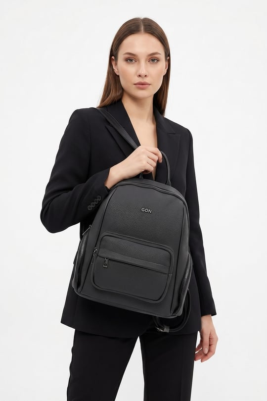 Women's Black Handbag and Backpack
