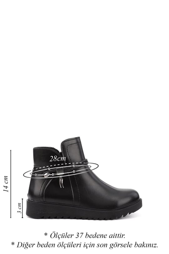 Women's Black Zippered Thick-Soled Boots