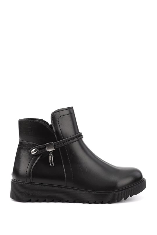 Women's Black Zippered Thick-Soled Boots