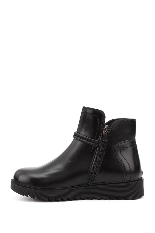 Women's Black Zippered Thick-Soled Boots
