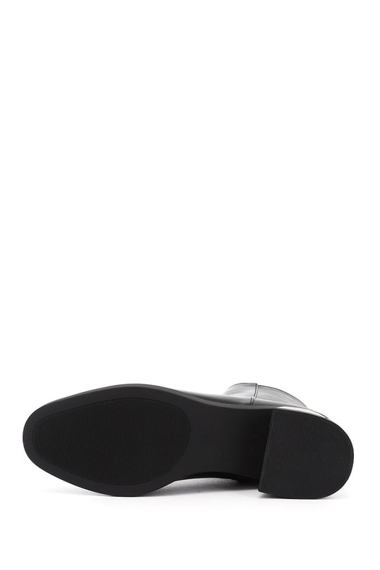 Women's Black Zip-Up Chunky Heel Boots