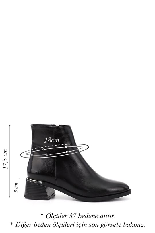 Women's Black Zip-Up Chunky Heel Boots