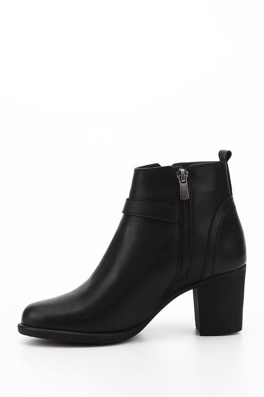 Women's Black Zippered Chunky Heel Boots