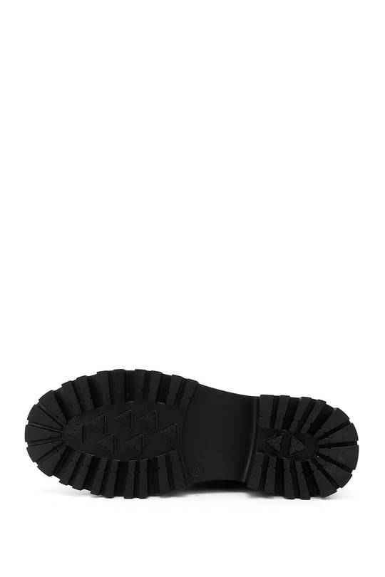 Women's Black Zip-Up Chunky Heel Combat Boots