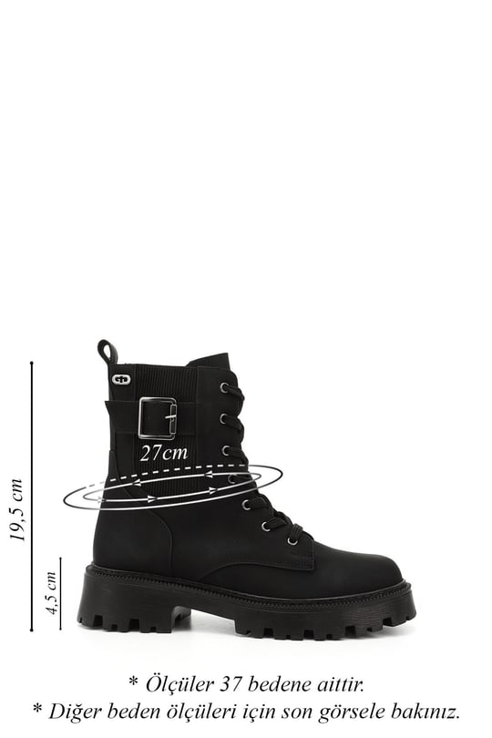 Women's Black Zip-Up Chunky Heel Combat Boots