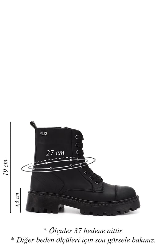 Women's Black Zip-Up Chunky Heel Combat Boots