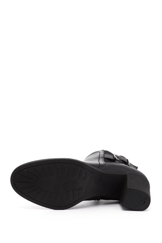 Women's Black Zip-Up Chunky Heel Boots