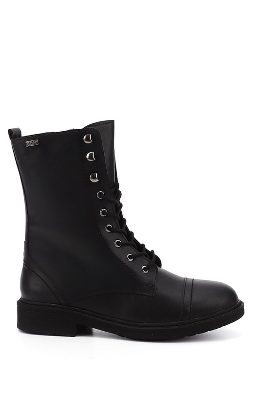 Women's Black Zippered Rubber Sole Combat Boots