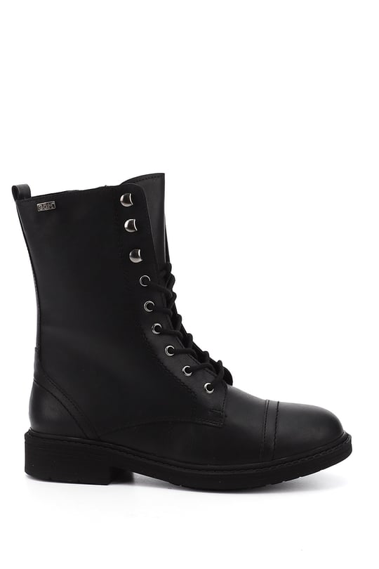 Women's Black Zippered Rubber Sole Combat Boots