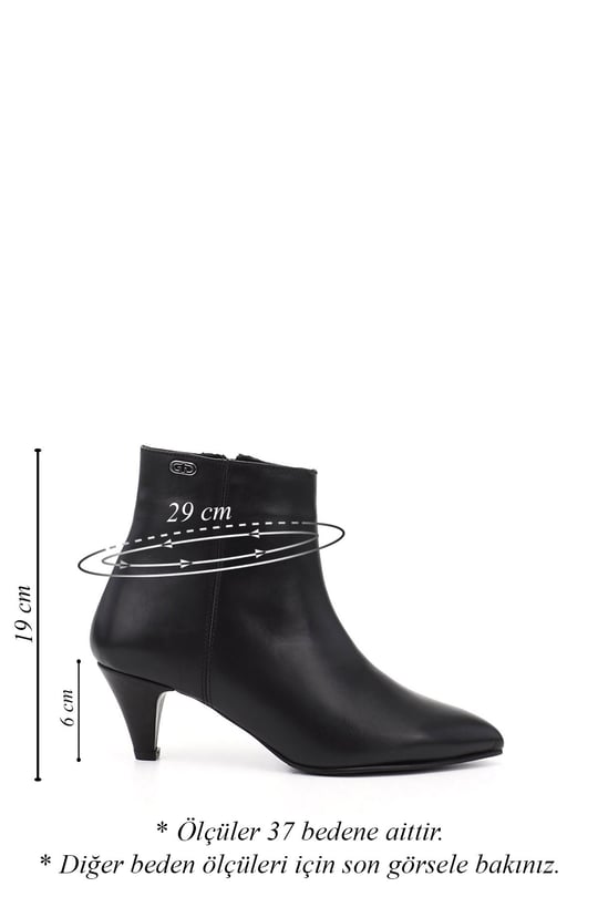 Women's Black Zip-Up Pointed Toe Genuine Leather Boots