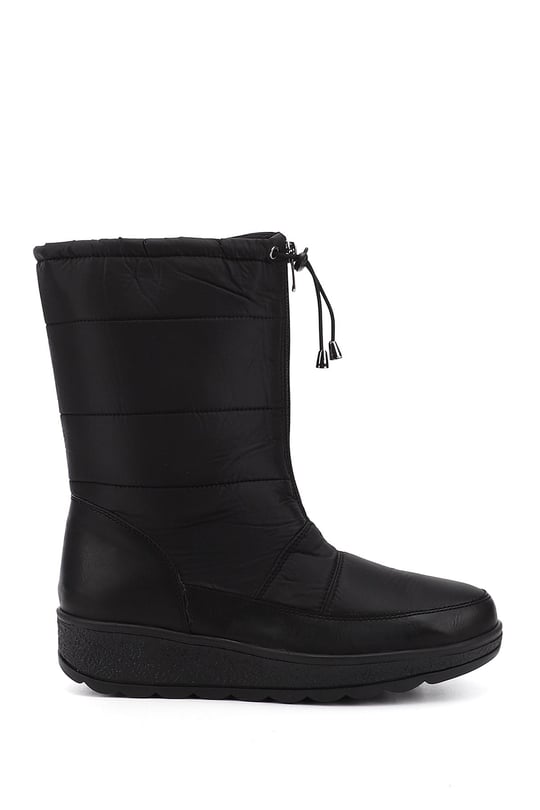 Women's Black Zippered Thermo Sole Comfort Snow Boots