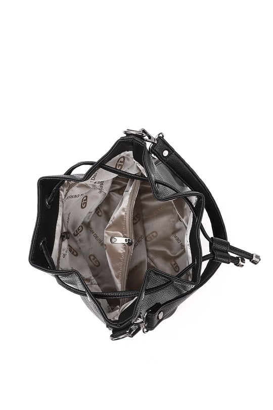 Women's Black Floater Drawstring Shoulder and Backpack Bag