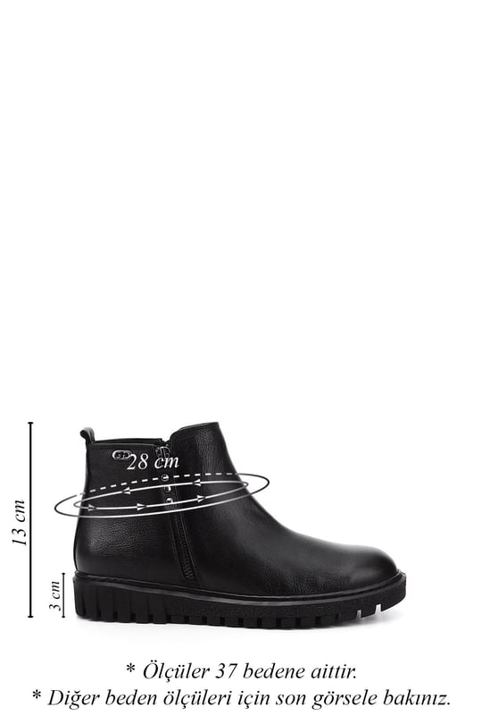 Women's Black Floater Double Zipper Thermo Sole Genuine Leather Boots