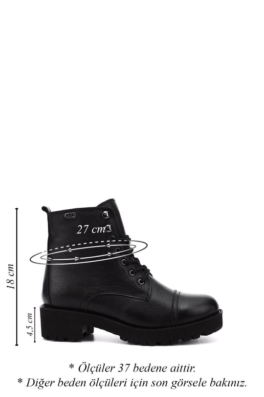 Women's Black Floater Zippered Rubber Sole Genuine Leather Combat Boots