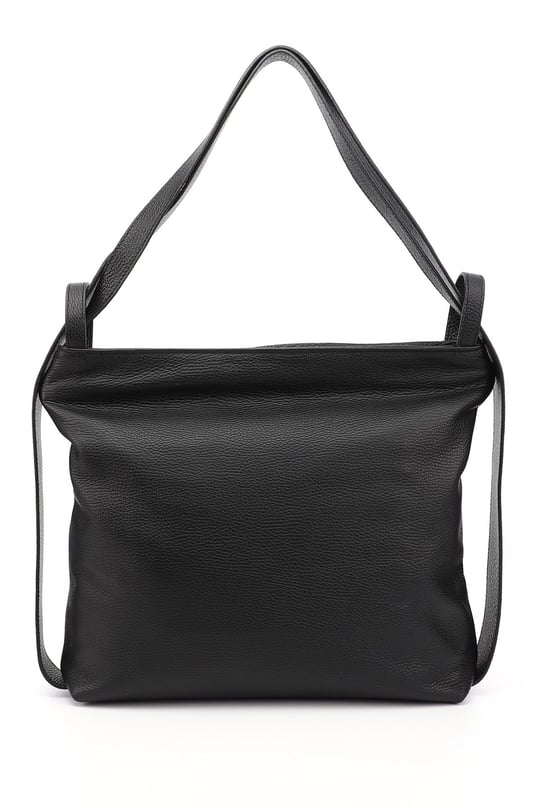 Women's Black Floater Genuine Leather Shoulder and Backpack Bag