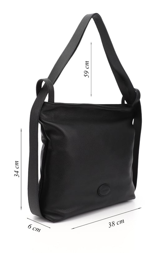 Women's Black Floater Genuine Leather Shoulder and Backpack Bag