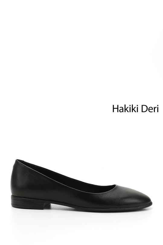 Kadın Siyah Hakiki Deri Babet