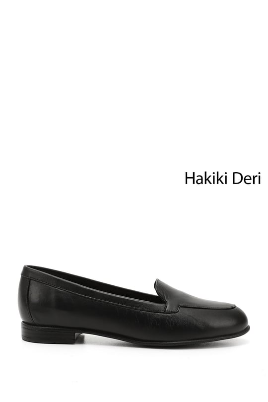 Kadın Siyah Hakiki Deri Babet