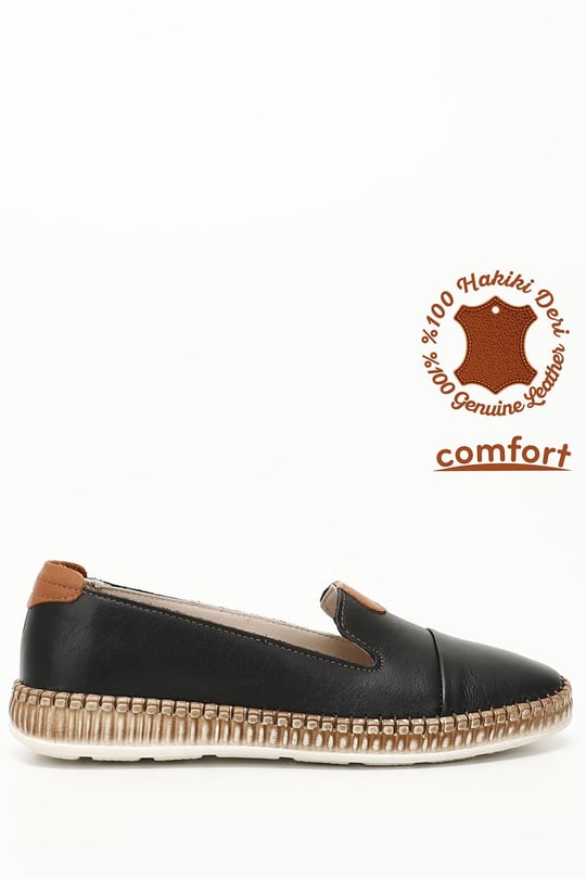 Kadın Siyah Hakiki Deri Comfort Ayakkabı