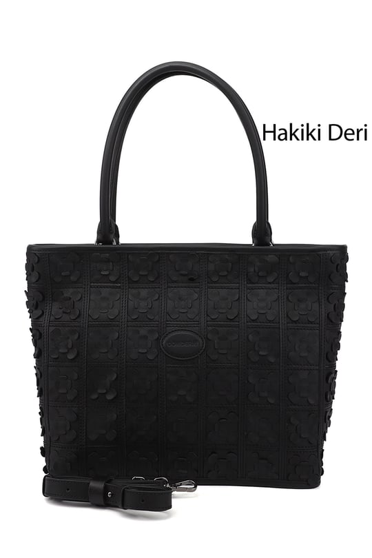 Kadın Siyah Hakiki Deri El ve Omuz Çantası