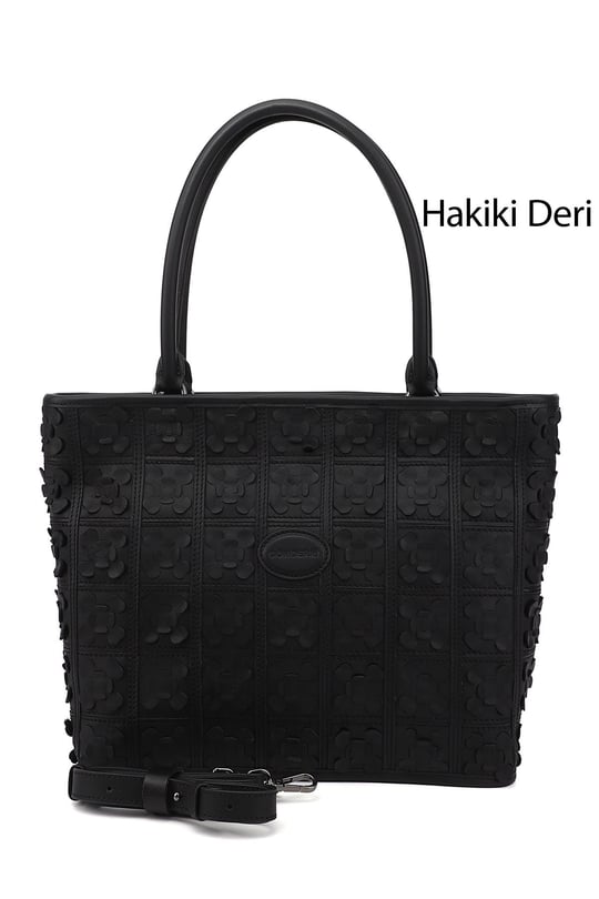 Kadın Siyah Hakiki Deri El ve Omuz Çantası