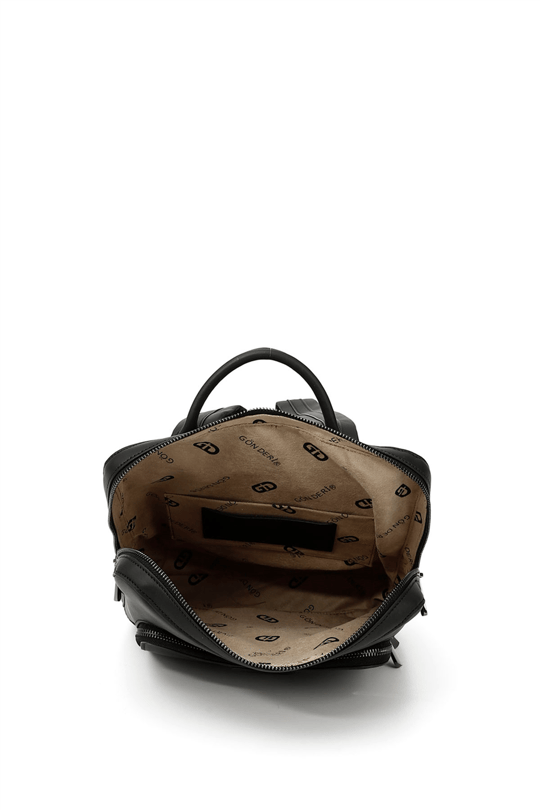 Women's Black Genuine Leather Handmade Backpack Bag