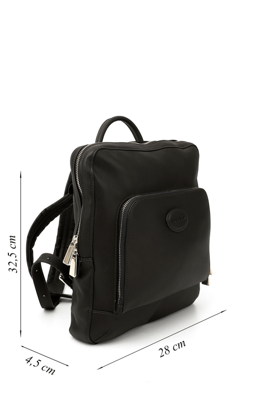 Women's Black Genuine Leather Handmade Backpack Bag
