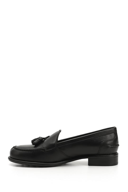 Women's Black Genuine Leather Loafer Shoes