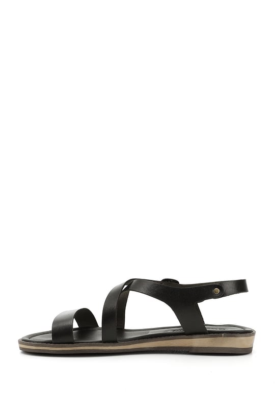 Women's Black Genuine Leather Sandals