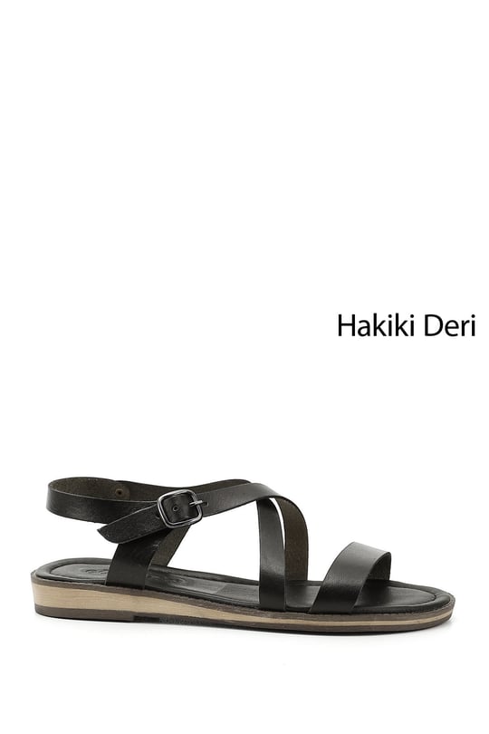 Women's Black Genuine Leather Sandals
