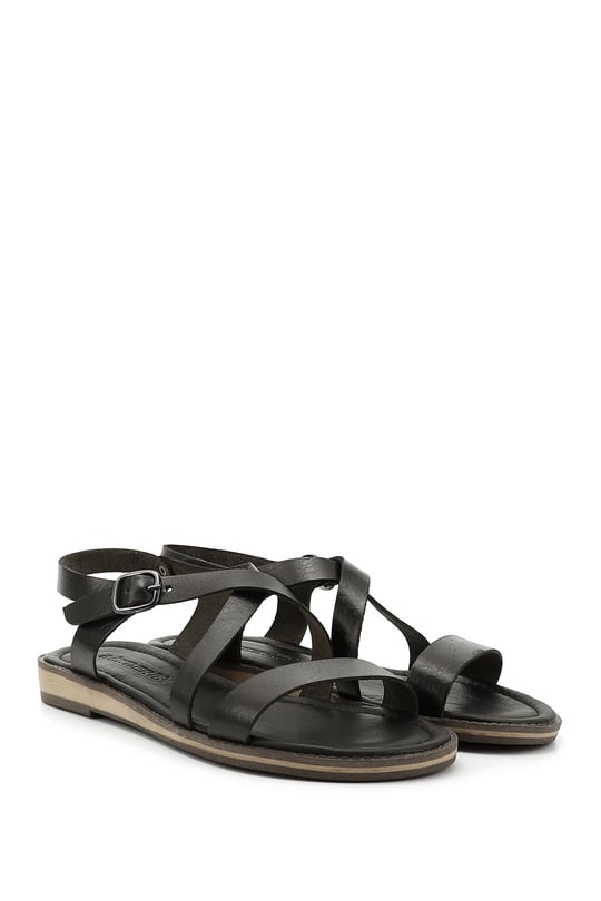 Women's Black Genuine Leather Sandals