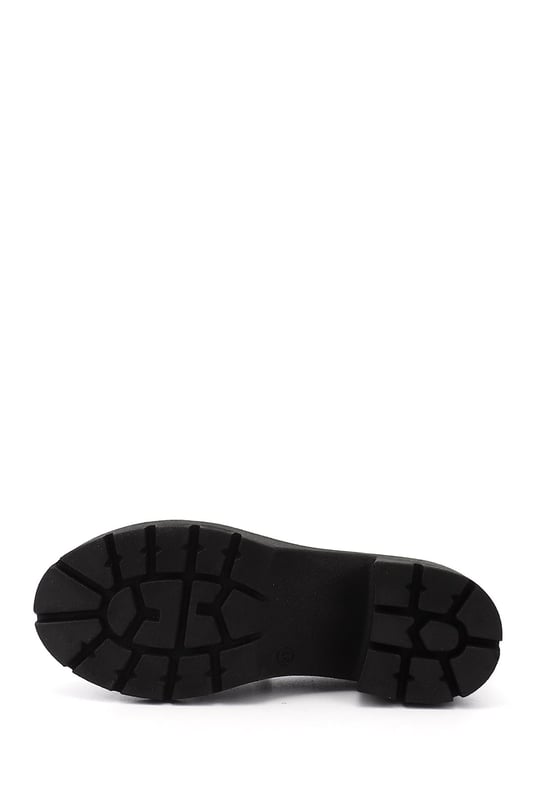 Women's Black Chunky Heeled Loafer Shoes