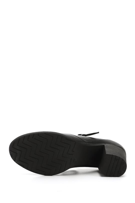 Women's Black Thick Heel Mary Jane Genuine Leather Shoes