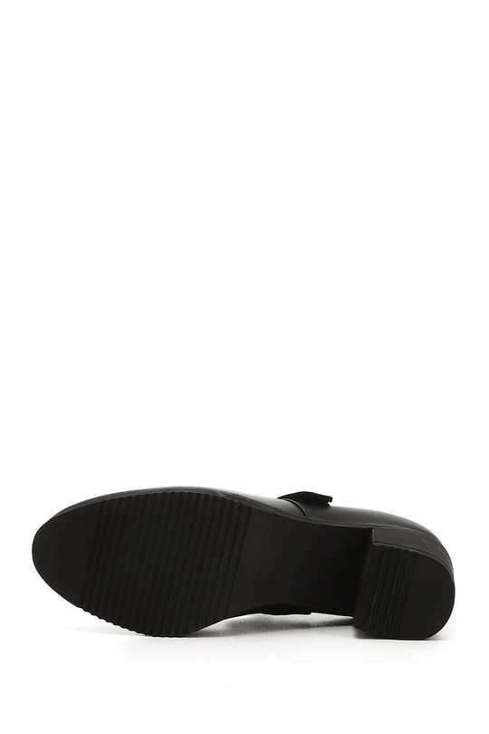 Women's Black Thick Heel Mary Jane Genuine Leather Shoes