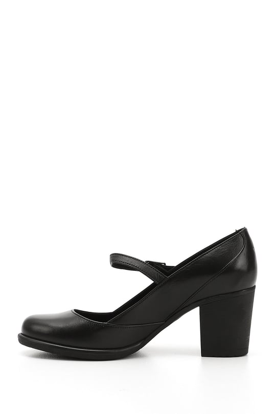 Women's Black Thick Heel Mary Jane Genuine Leather Shoes