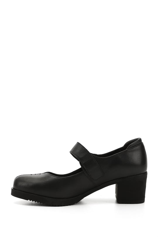 Women's Black Thick Heel Mary Jane Genuine Leather Shoes