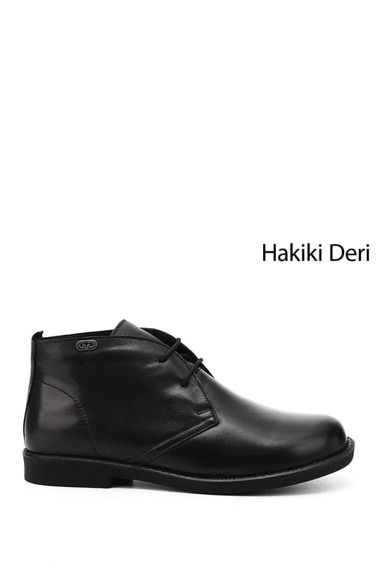 Kadın Siyah Kauçuk Taban Hakiki Deri Bot