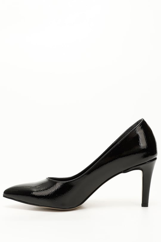 Women's Black Crinkle Patent Leather Pointed Toe Stiletto Heel