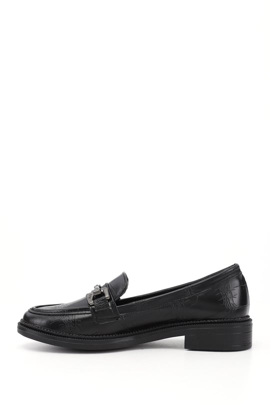 Women's Black Croco Loafer Shoes