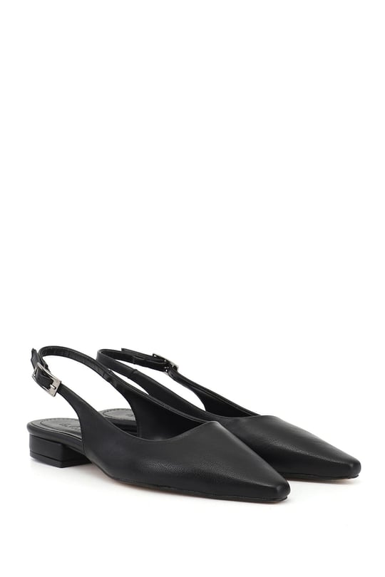 Women's Black Flat Toe Slingback Shoes