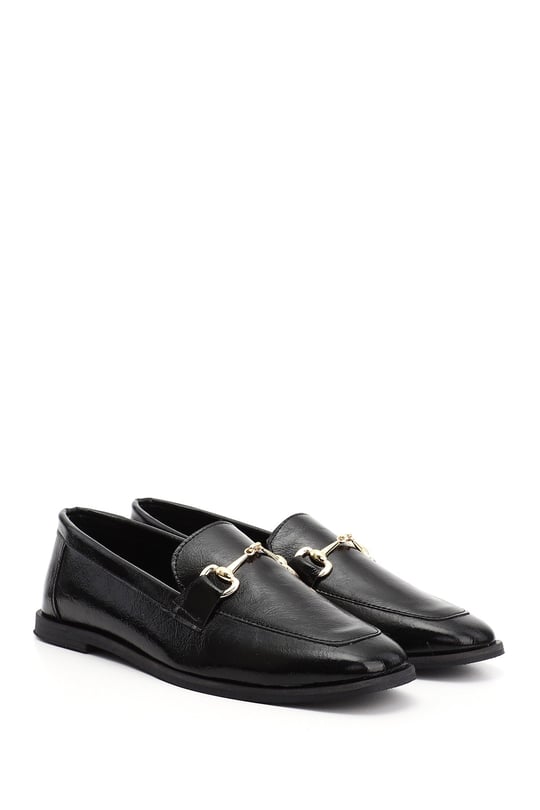 Women's Black Flat Toe Clip-on Ballerina Shoes