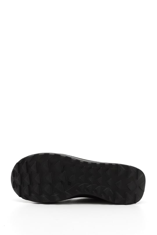 Kadın Siyah Lastik Bağcıklı Comfort Dolgu Taban Hakiki Deri Sneaker