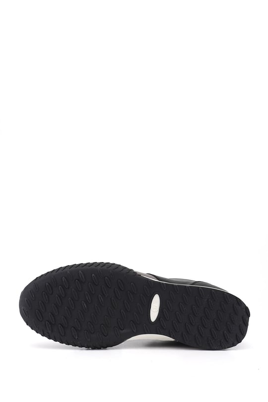 Kadın Siyah Lastik Bağcıklı Hakiki Deri Sneaker