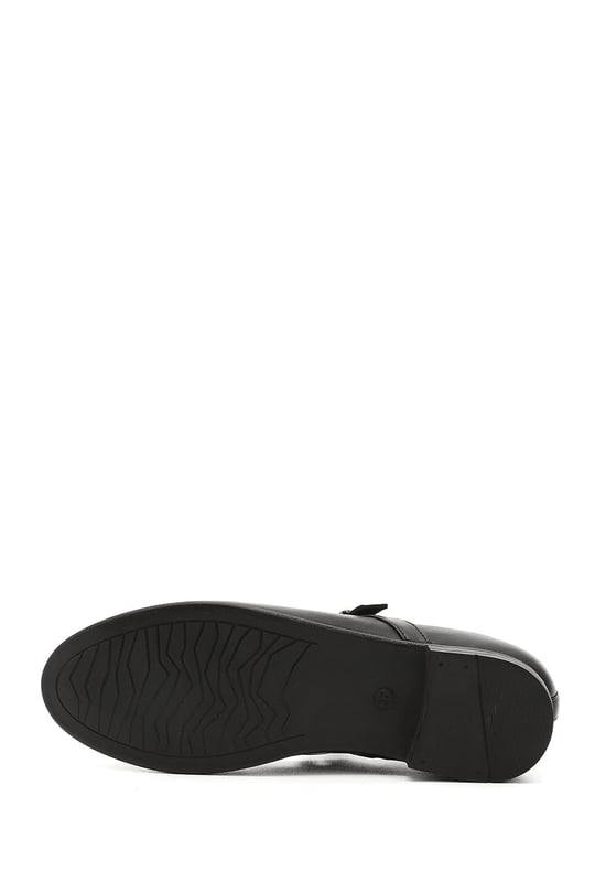 Women's Black Genuine Leather Ballerina