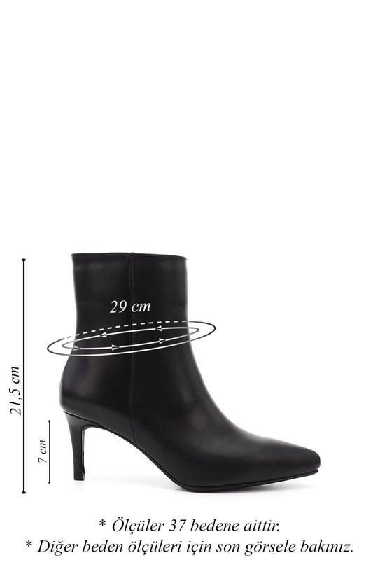 Women's Black Zip-Up Thin Heel Boots