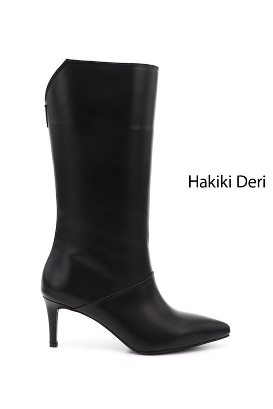Kadın Siyah Platinum İnce Topuklu Hakiki Deri Çizme