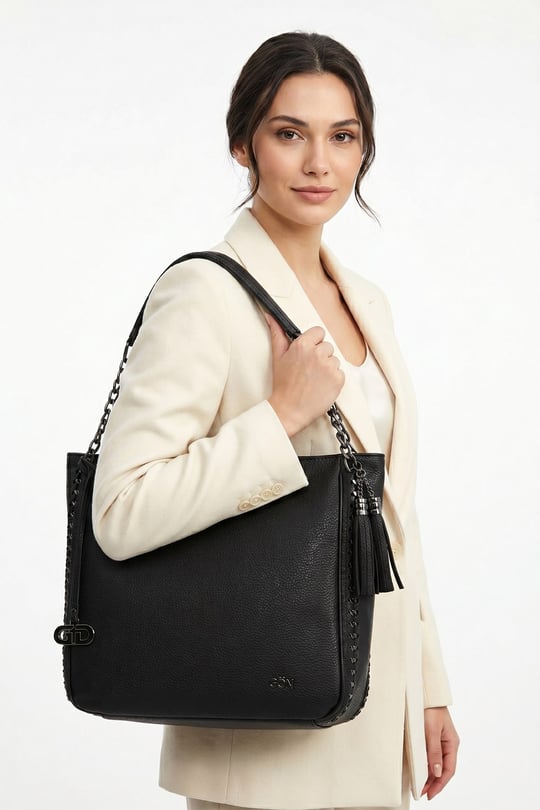 Women's Black Tassel Shoulder Bag