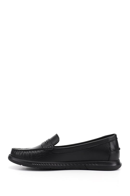 Kadın Siyah Rok Hakiki Deri Comfort Loafer